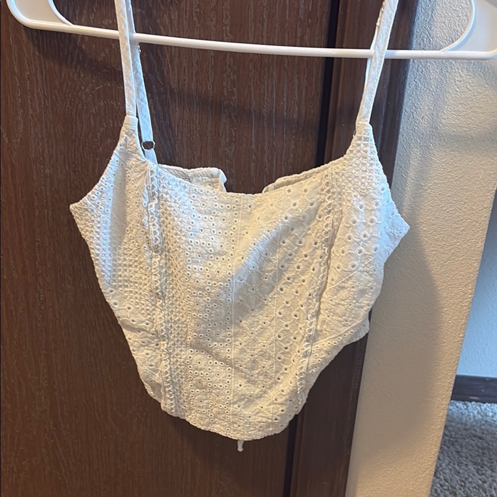 White Eyelet Crop Top